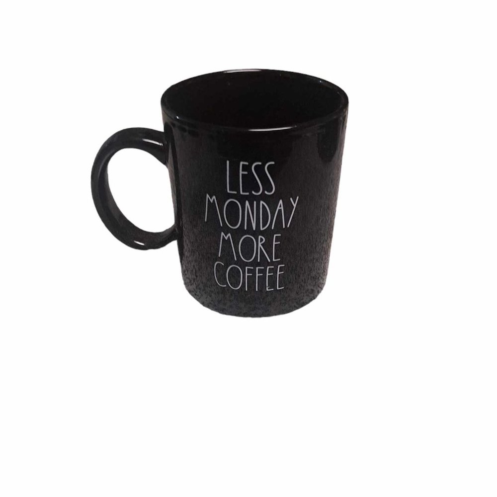 14 oz. Black Coffee Mug with “Less Monday More Coffee” Cup NEW